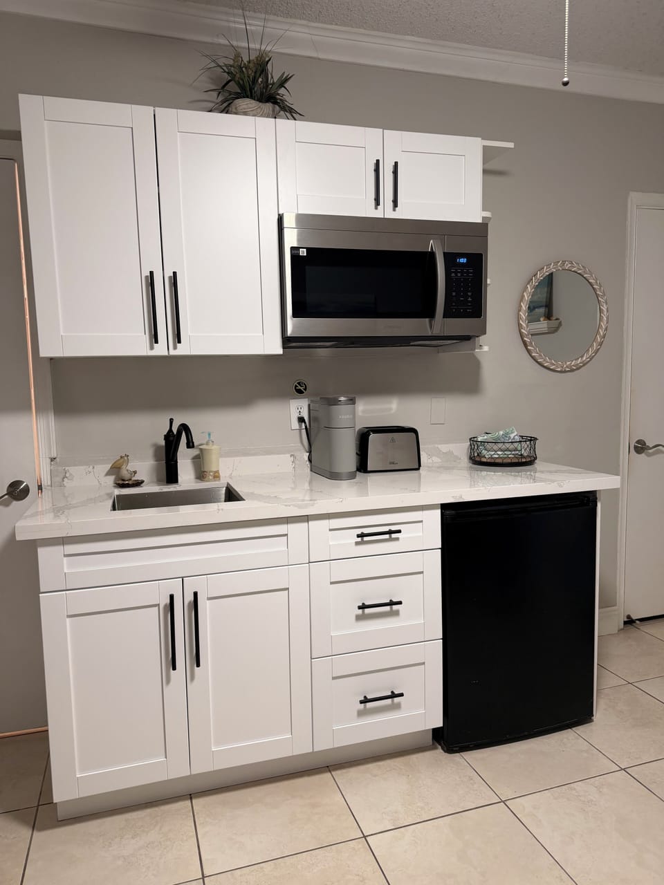 Kitchen area just remodeled .