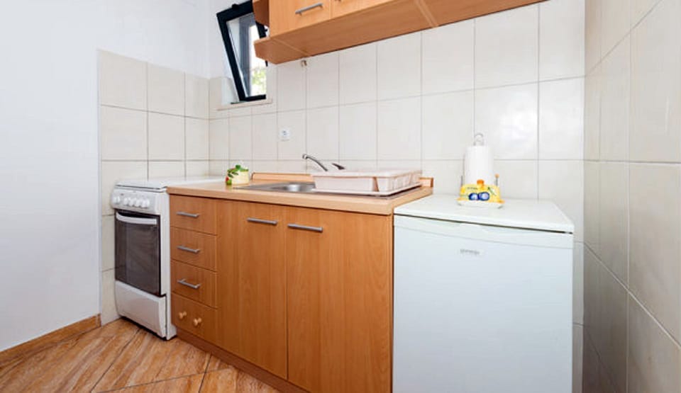 Apartment, 1 Bedroom | Private kitchen | Fridge, microwave, oven, stovetop