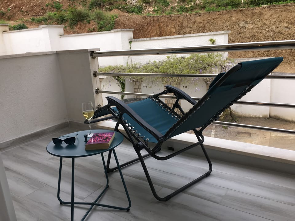 Take time to relax on one of the two balconies. 