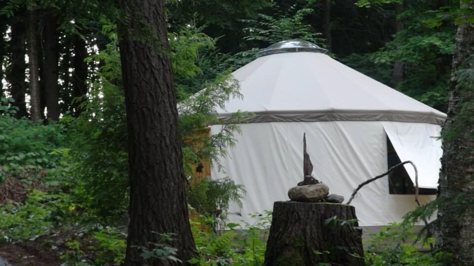 All season winterized 17x17' lakeside Yurt! Wool Insulated with wood stove. 