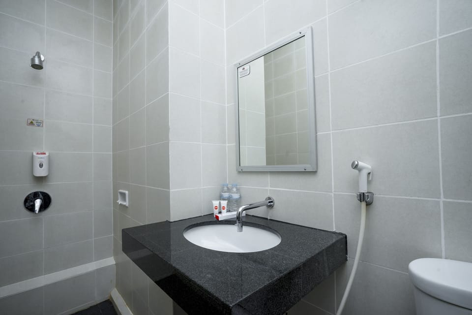 Shower, free toiletries, slippers, bidet