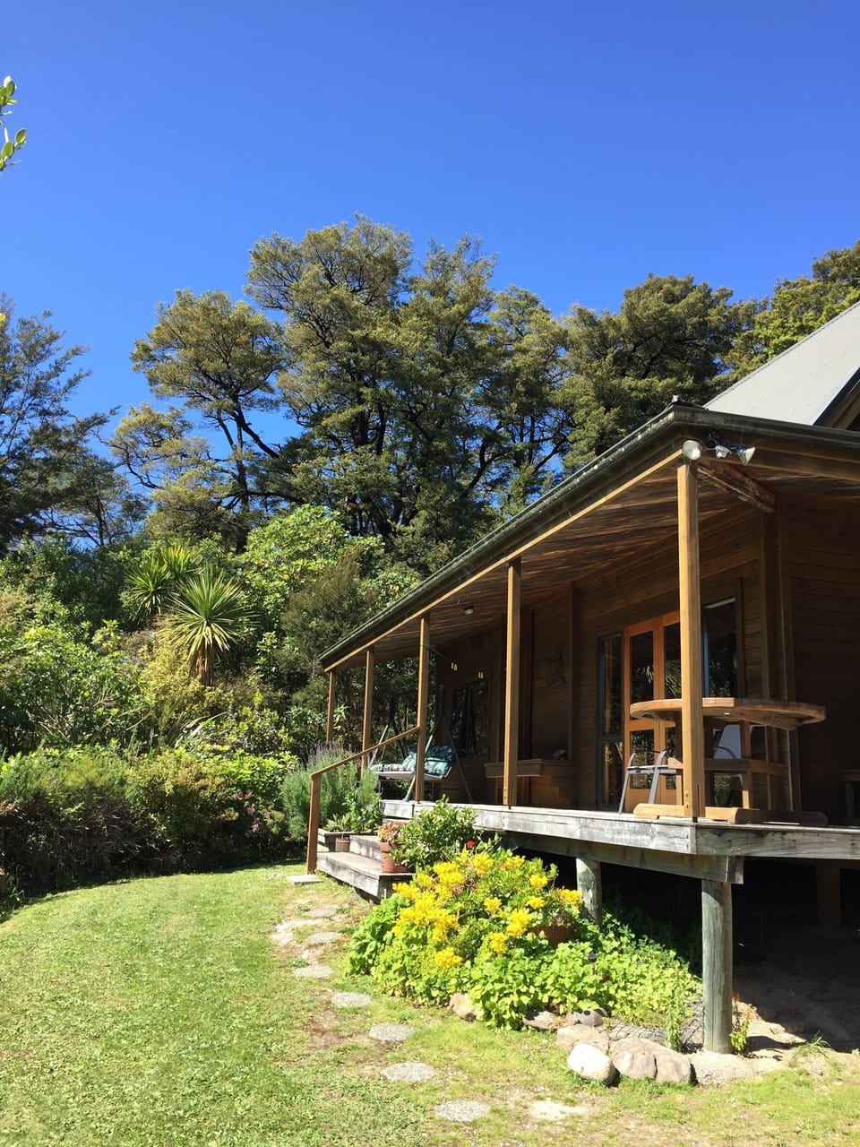 North facing verandah with swingseat overlooking estuary