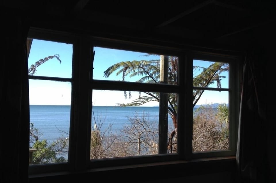 View from bedroom with single beds