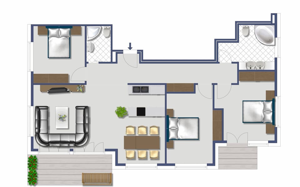 Luce 1 - Three-Bedroom Apartment (ground floor) | Select Comfort beds, individually decorated, individually furnished