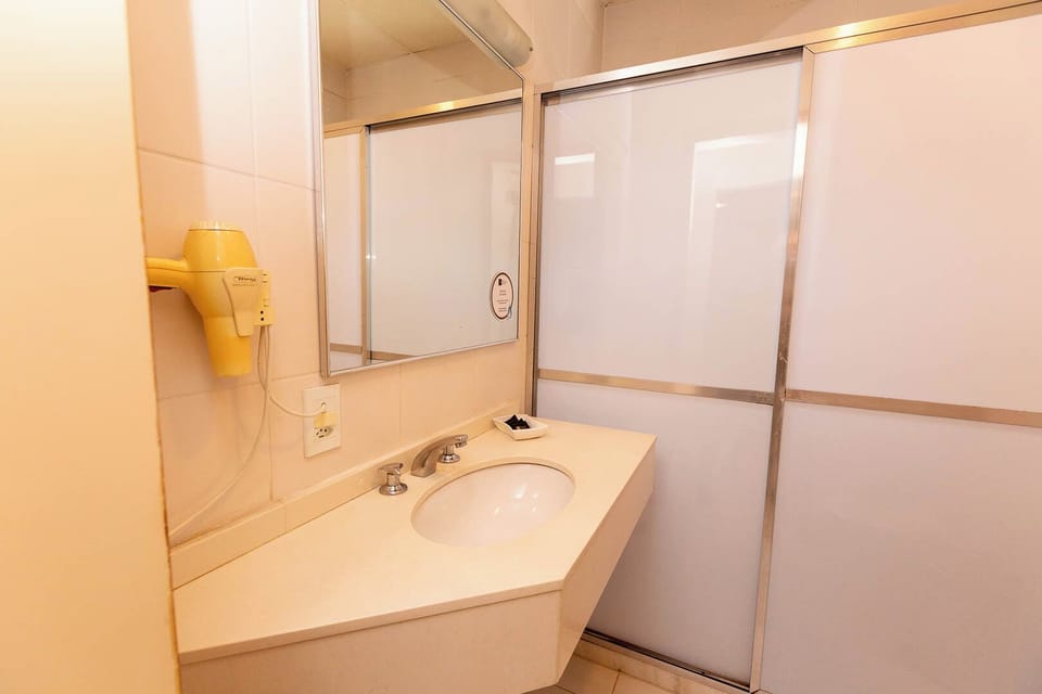 Hair dryer, towels, soap