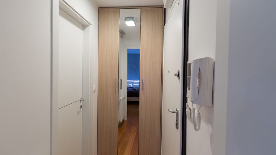 Apartment, Kitchen | Minibar, in-room safe, desk, blackout drapes