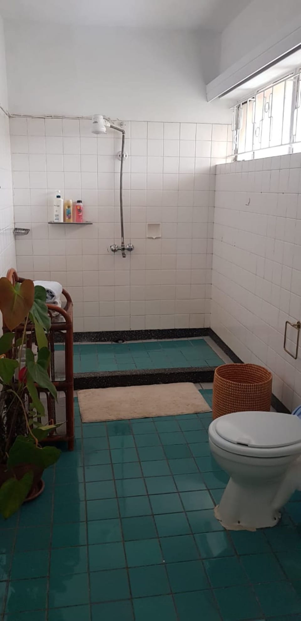 Shower, rainfall showerhead, free toiletries, slippers