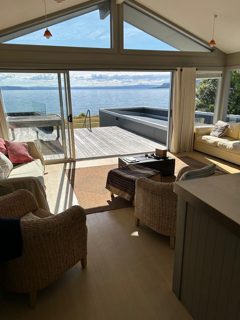 Main sitting room on a beautiful lake day