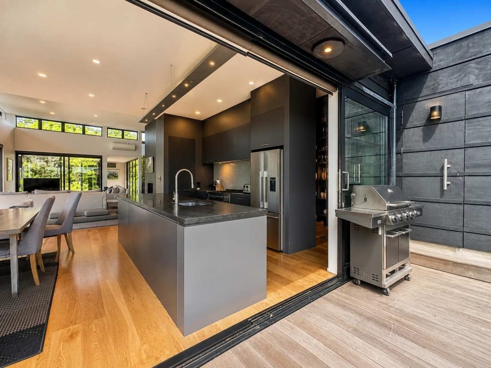 Kitchen with seamless indoor-outdoor flow.