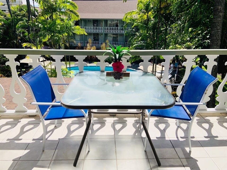 Pool facing studio.