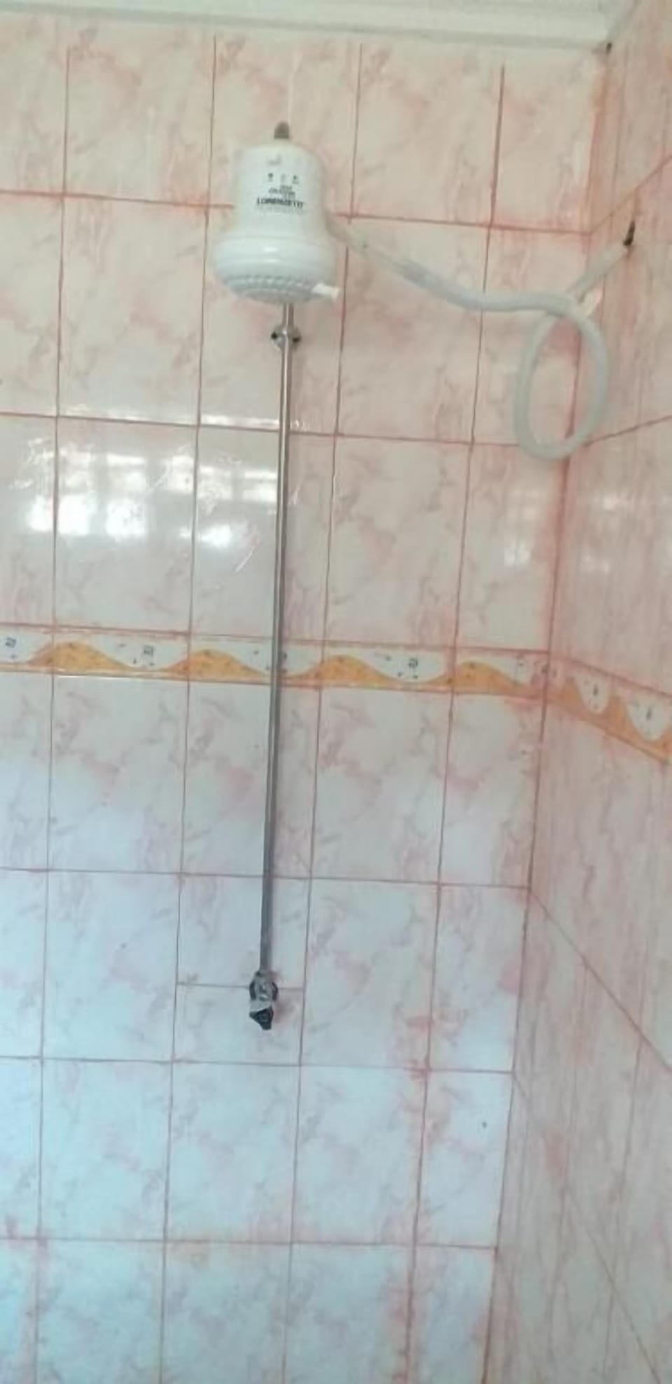 Shower, slippers, towels, soap
