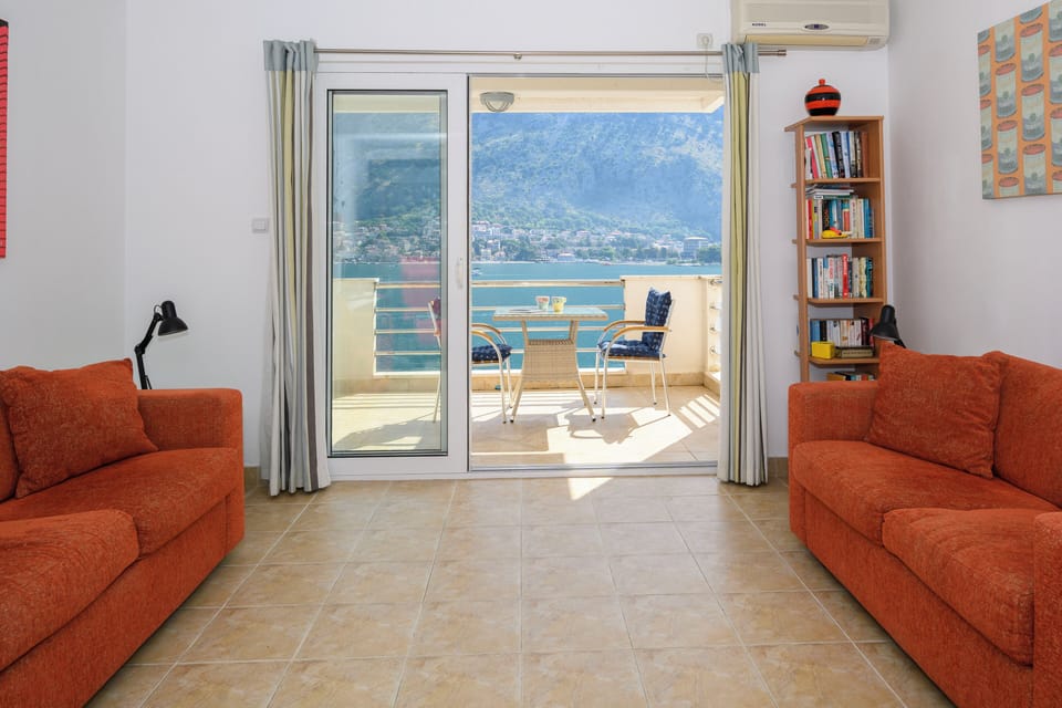 Living room overlooking Kotor