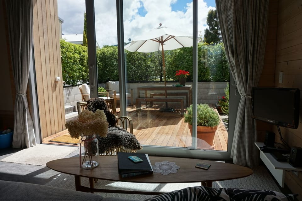 Looking from lounge to courtyard.
