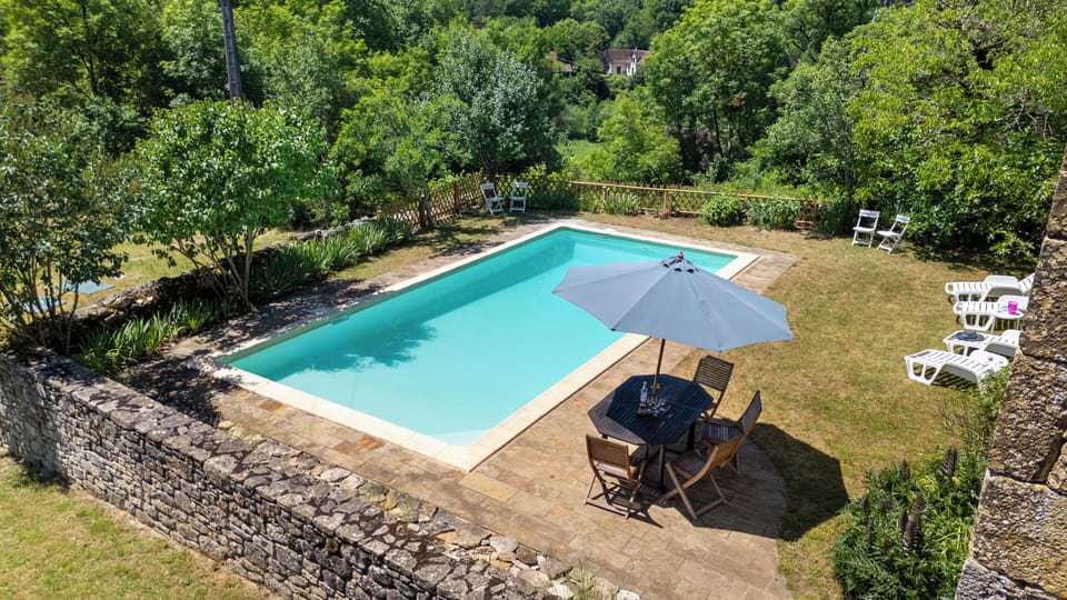 Rear pool garden seen from above