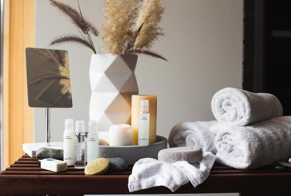 Shower, free toiletries, hair dryer, bathrobes