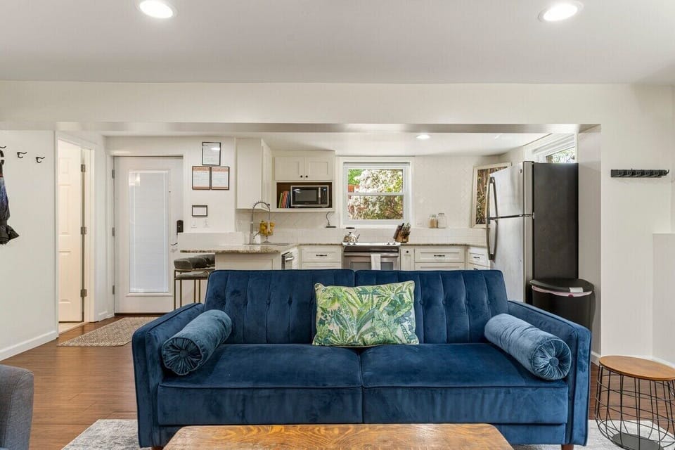 Click-clack futon for your third guest.  Linens are provided for this bed in the cabinetry.