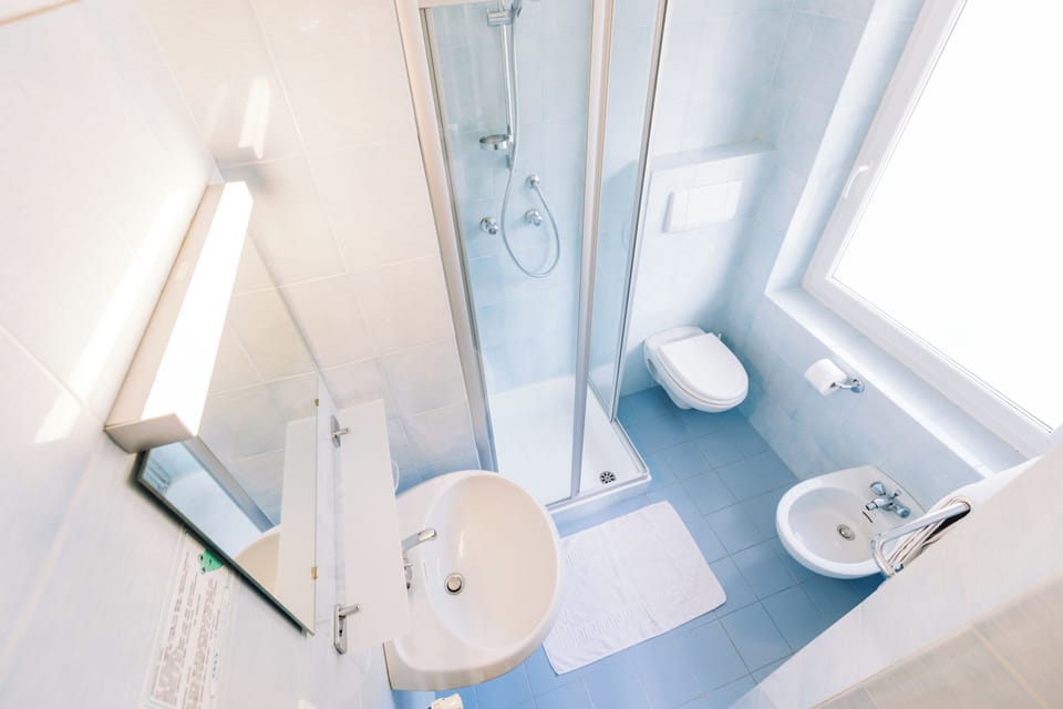 Classic Double Room, Balcony, Mountain View | Bathroom | Shower, hair dryer, bidet, towels