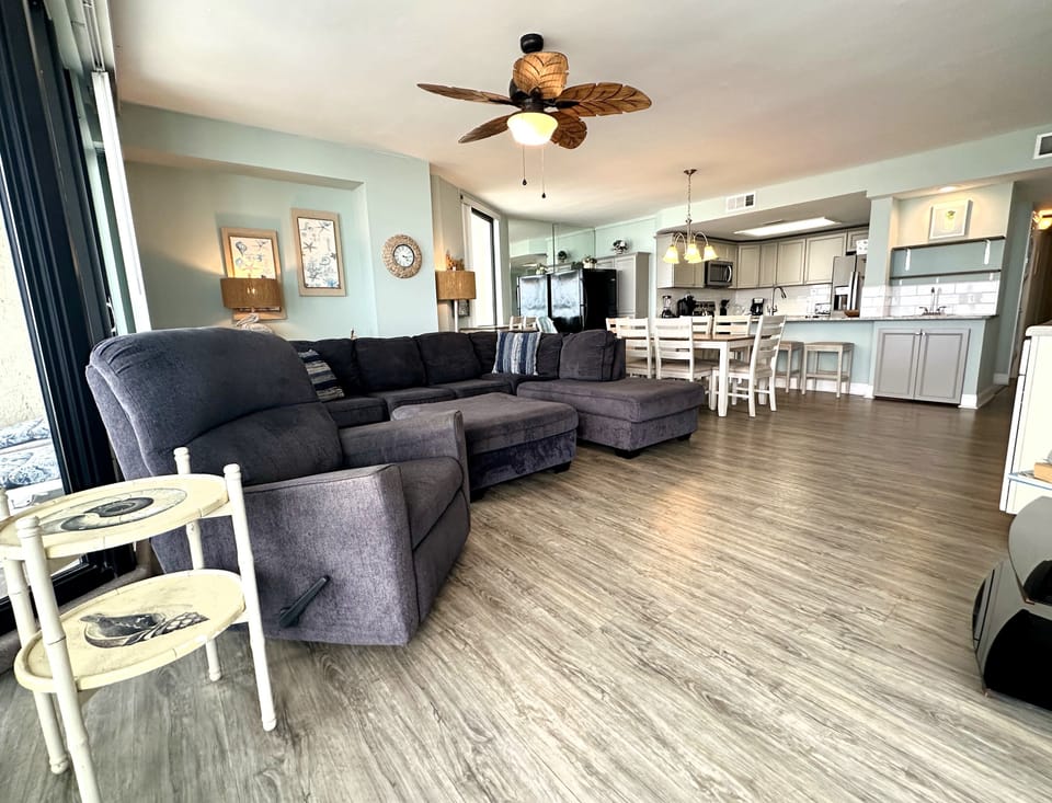 Open Concept Living Room, Dining, and Kitchen