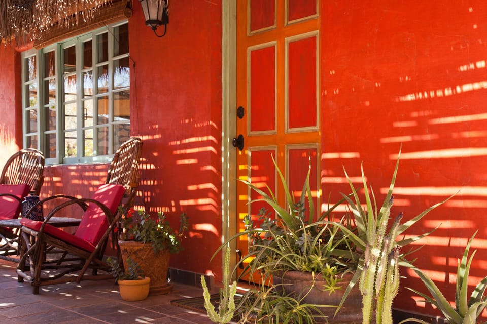Casita patio with comfortable chairs for reading or hanging out