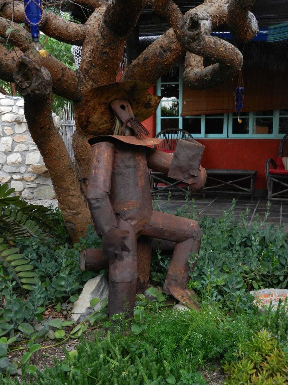 Don Quixote sculpture in Casita garden
