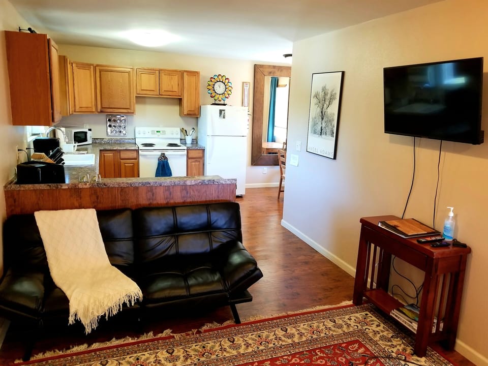 Futon converts to a sofa bed