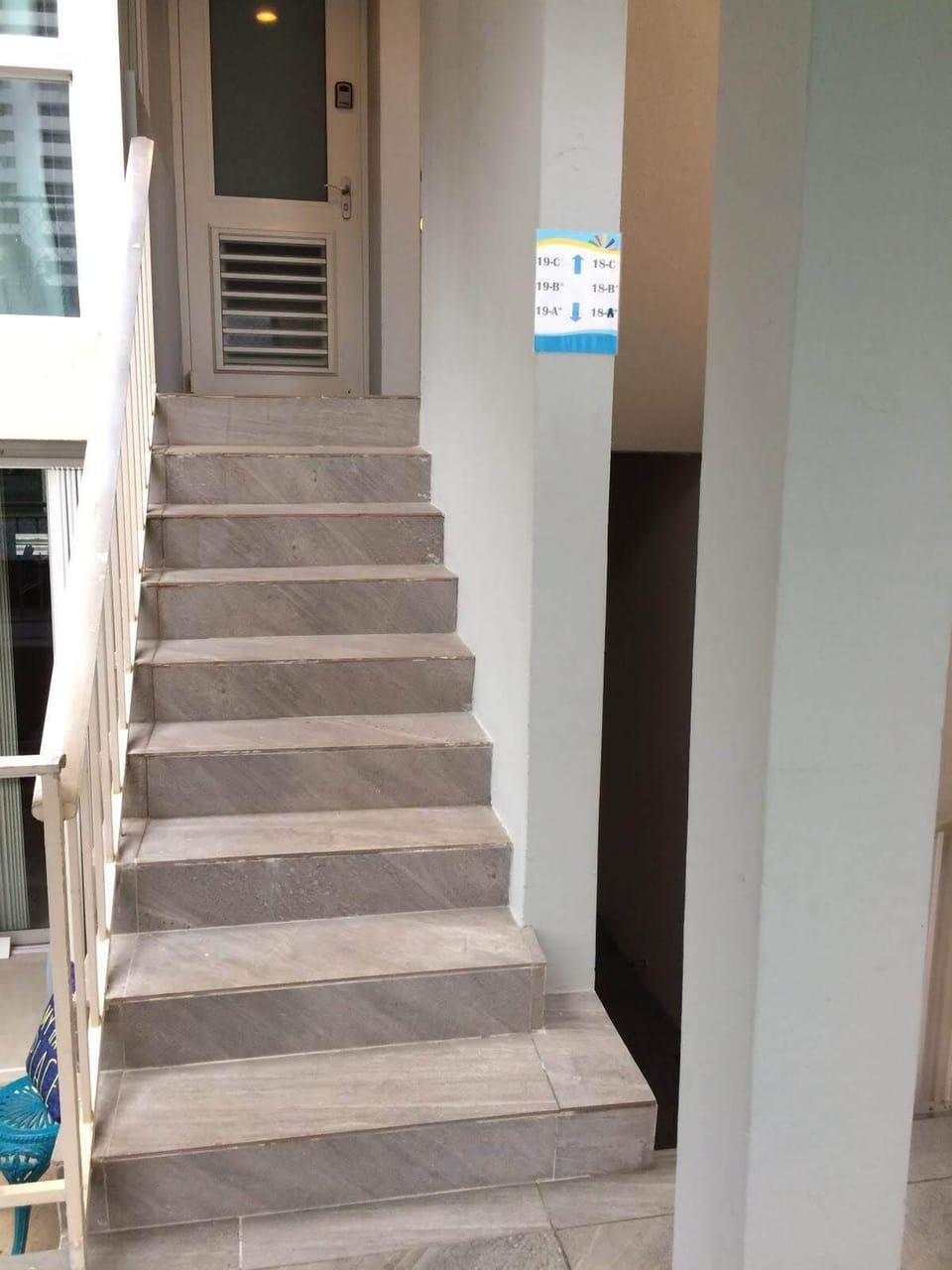 Go up 3 flights stairs