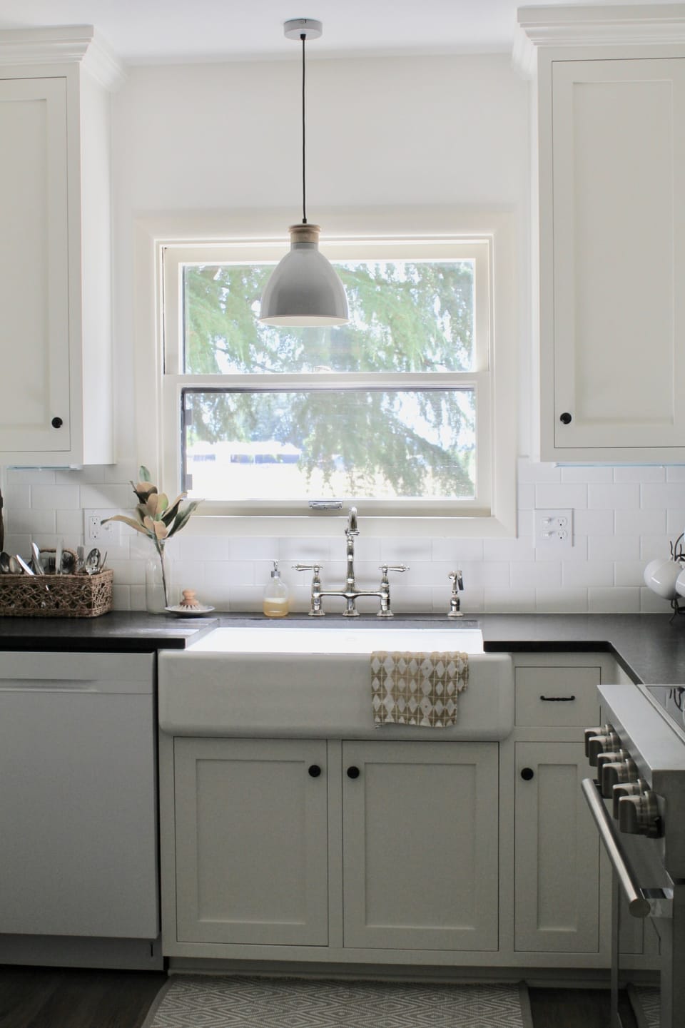 Large apron sink with beautiful field views.
