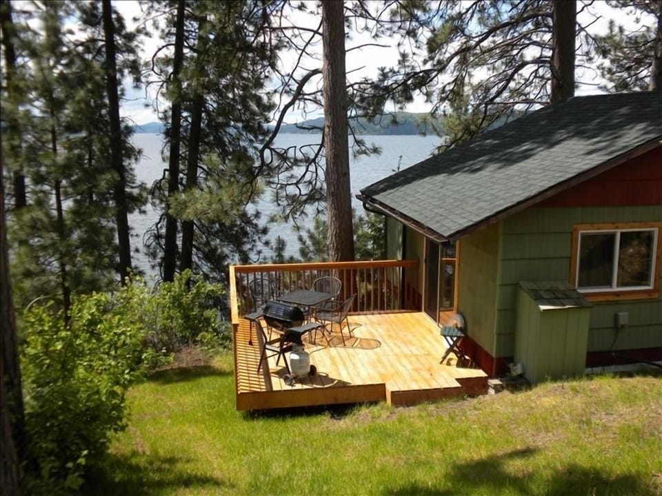 Deck with view of the lake
