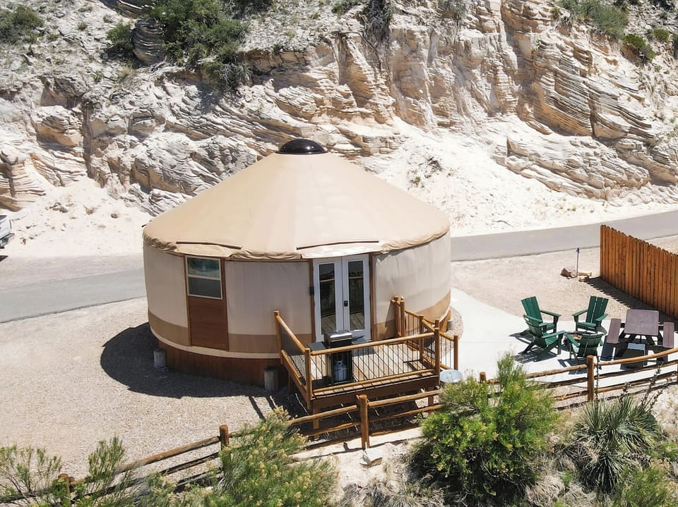 Yurt 4 is Nestled in the cliffs high above the valley at East Zion Resort.  