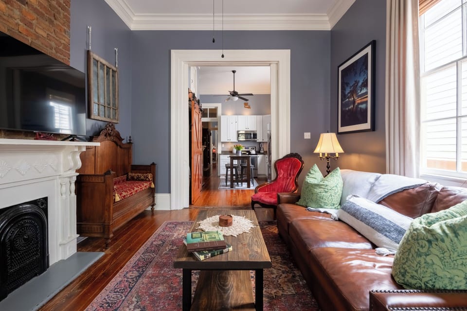 Parlor, looking into the kitchen and dining area