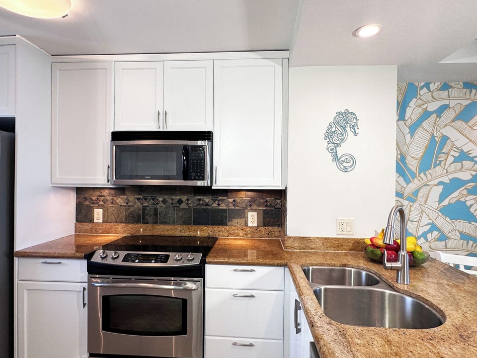 Granite counter tops and all the stainless steel appliances you will need.
