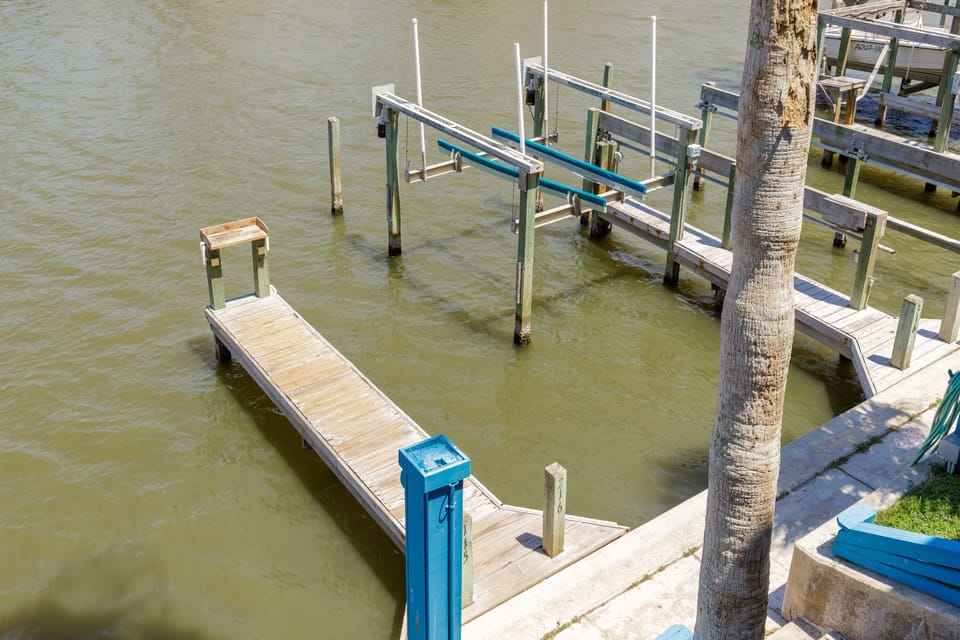Private boat dock and kayak launch provide direct waterfront access for your aquatic adventures.