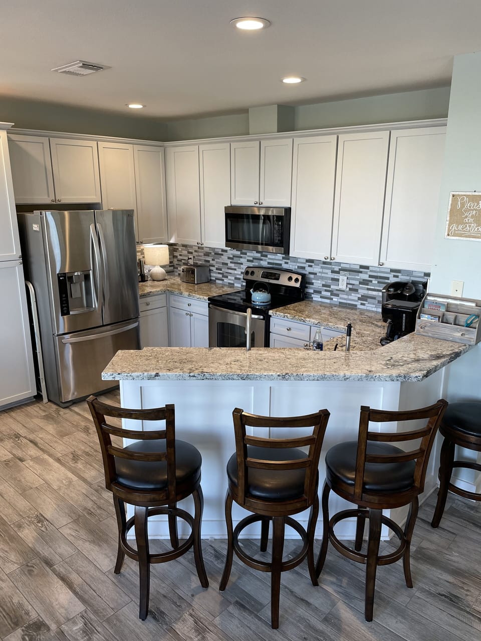 Well stocked kitchen with all new and beautiful appliances.
