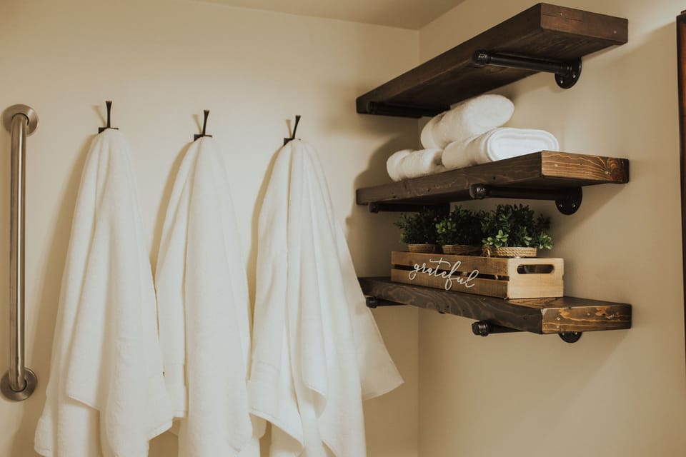 Rustic, modern bathroom