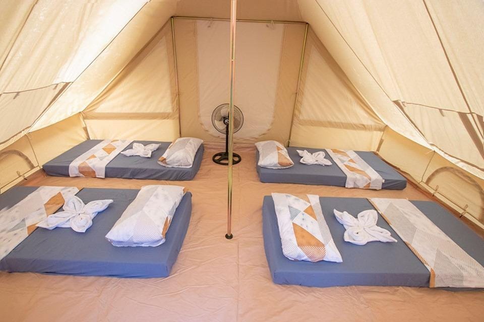 Baol Quad Room (Fan Room) | Desk, bed sheets