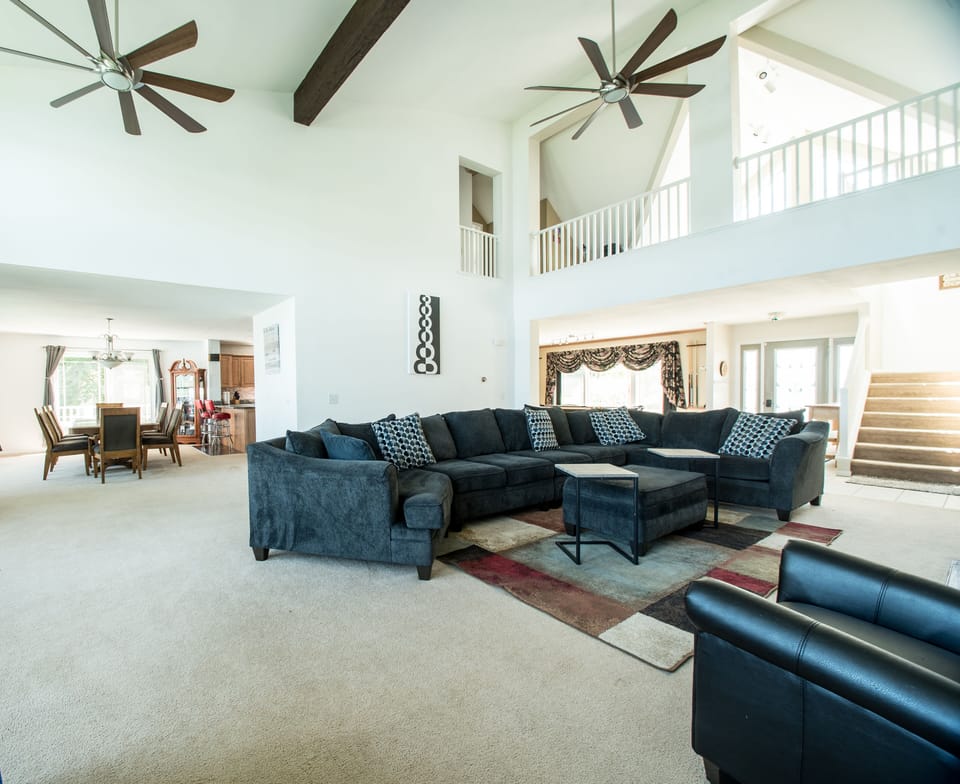 Great Room showing loft and front door