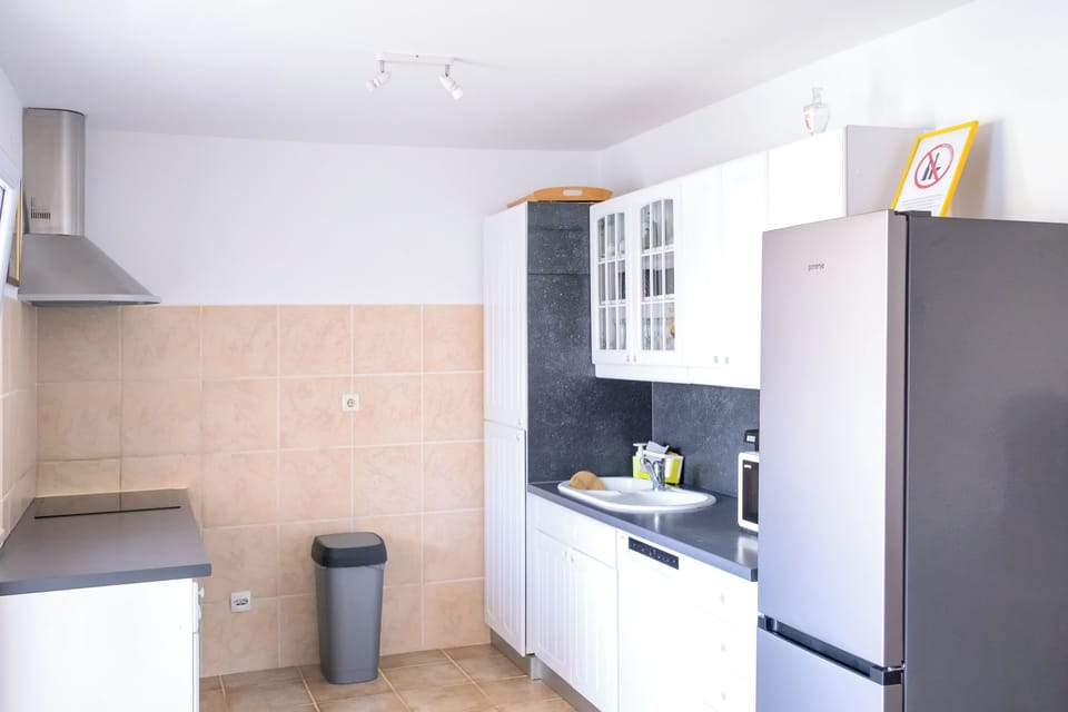 Apartment (A1) | Private kitchen | Fridge, microwave, oven, stovetop