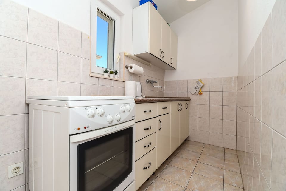 Apartment (A2) | Private kitchen | Fridge, oven, stovetop, electric kettle