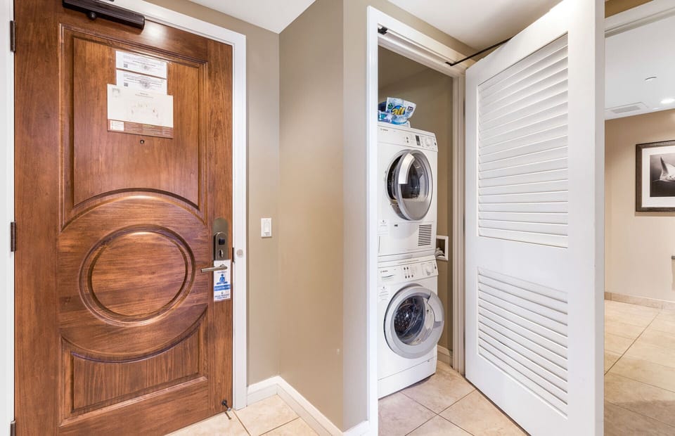 Pack lighter with the in-suite washer dryer
                