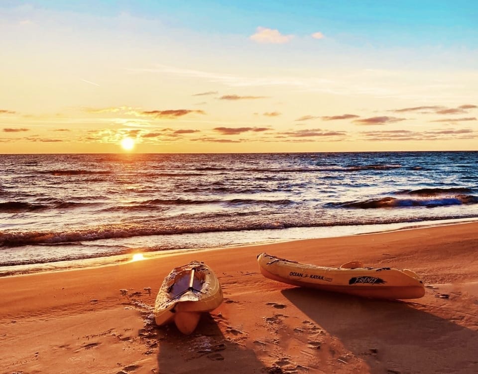 This is the backyard. It doesn’t get any closer. It doesn’t get any better. Take out the kayaks and enjoy a beautiful relaxing evening. The water levels for this day were low so we had a nice beach, but a beach is not guaranteed.