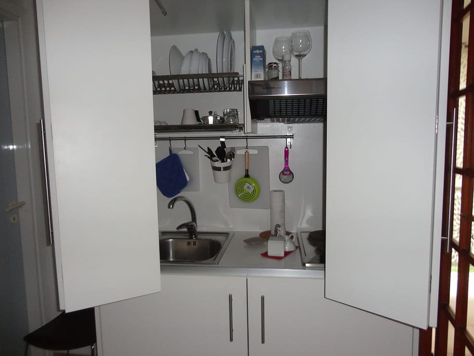 Fridge, stovetop, cookware/dishes/utensils