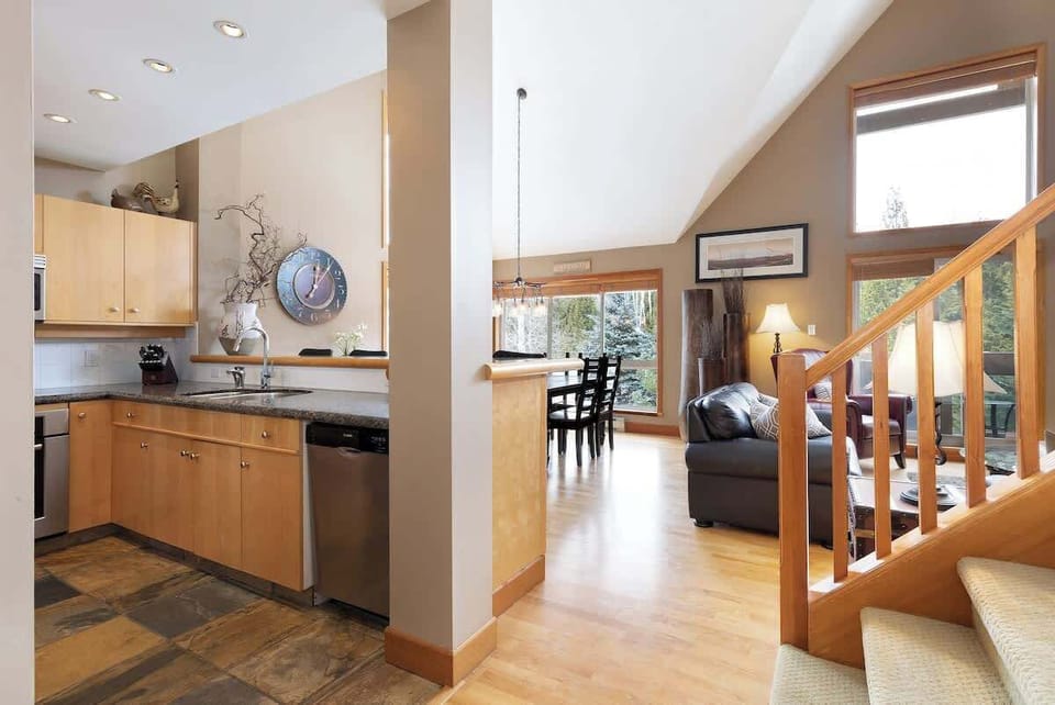 Open-plan living, kitchen, and dining areas