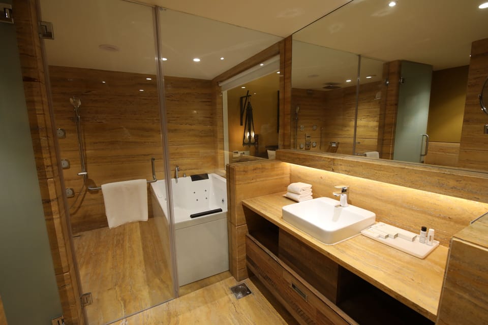 Suite | Bathroom | Shower, rainfall showerhead, free toiletries, hair dryer