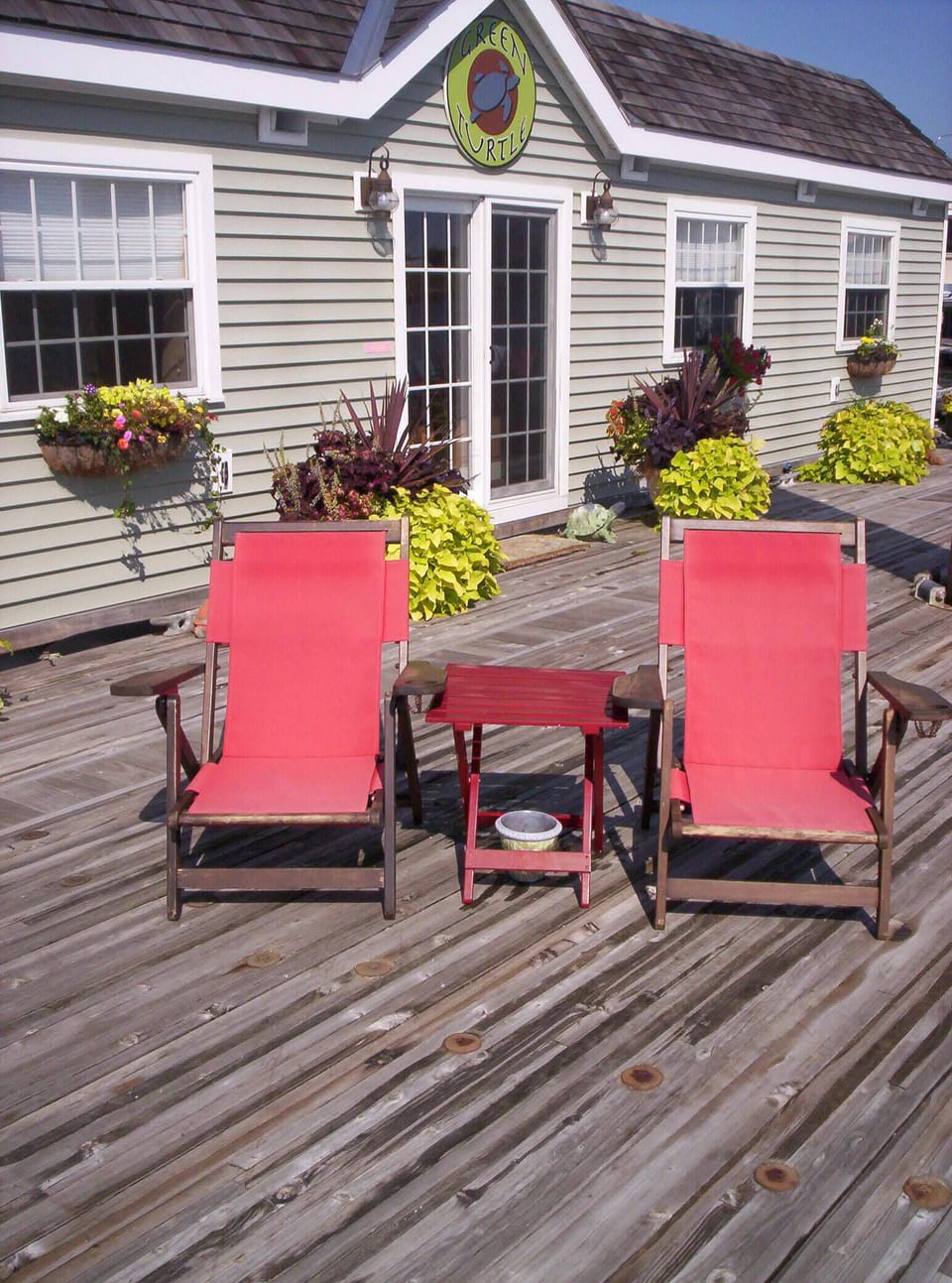 Start your day sipping coffee on the dock of the Green Turtle