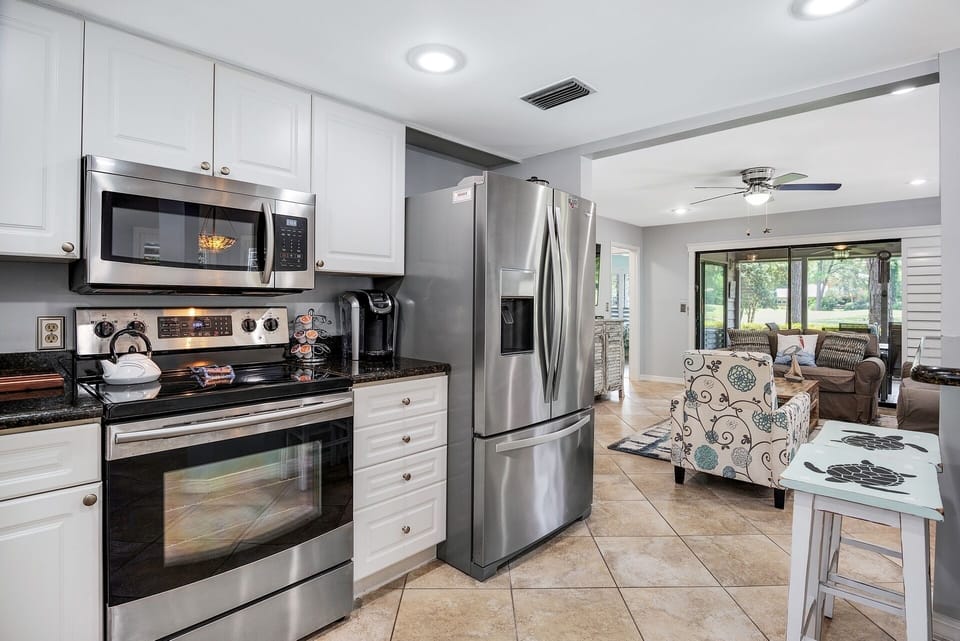 Kitchen with stainless steel appliances