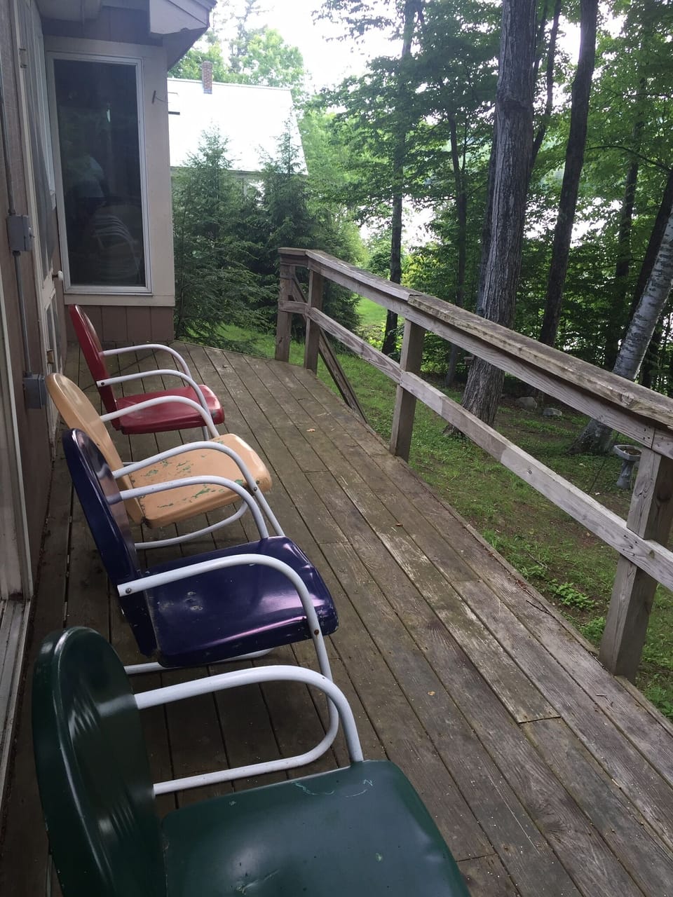 Deck with view of lake.