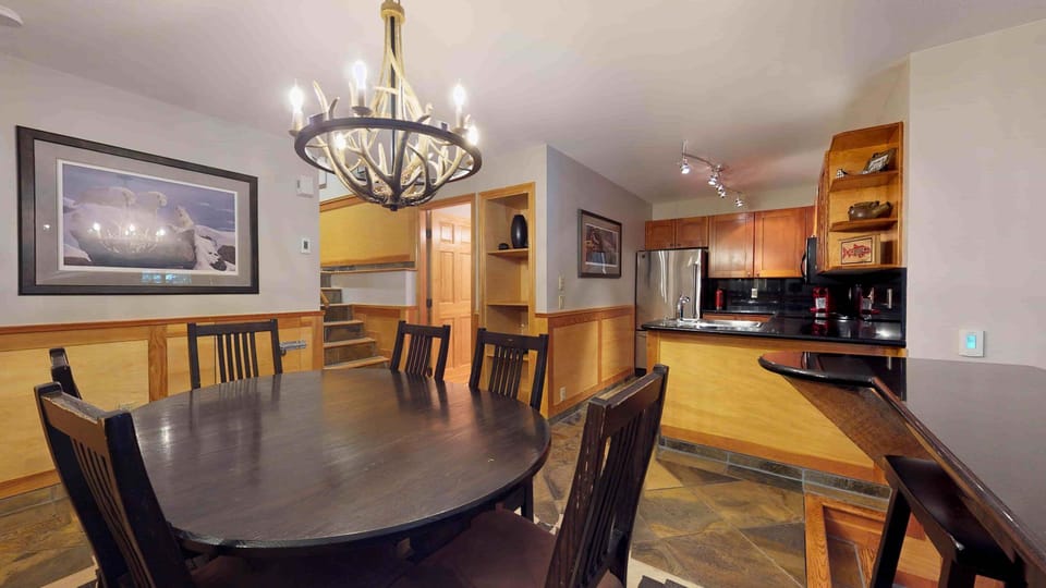 Dining area with seating for six