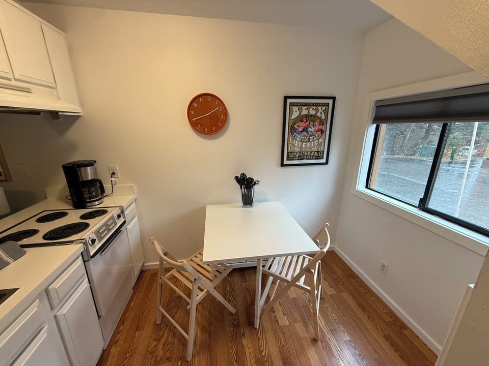 Convertible cozy dining nook to enjoy morning coffee or meals after a fun day