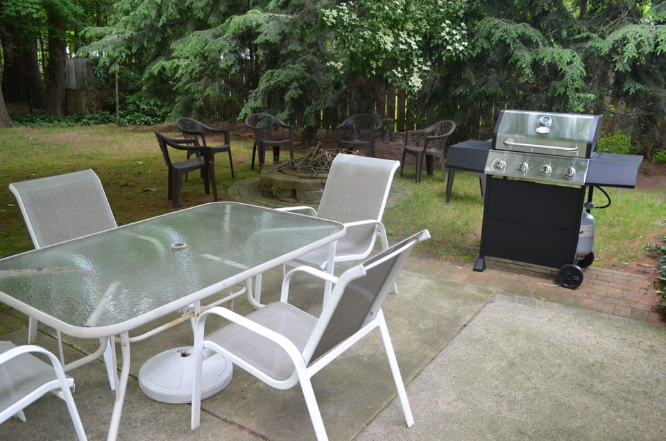Backyard with grill and fire pit