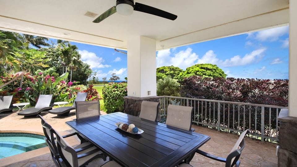 Kiahuna Ohana Hale - Backyard Dining Pergola - Parrish Kauai